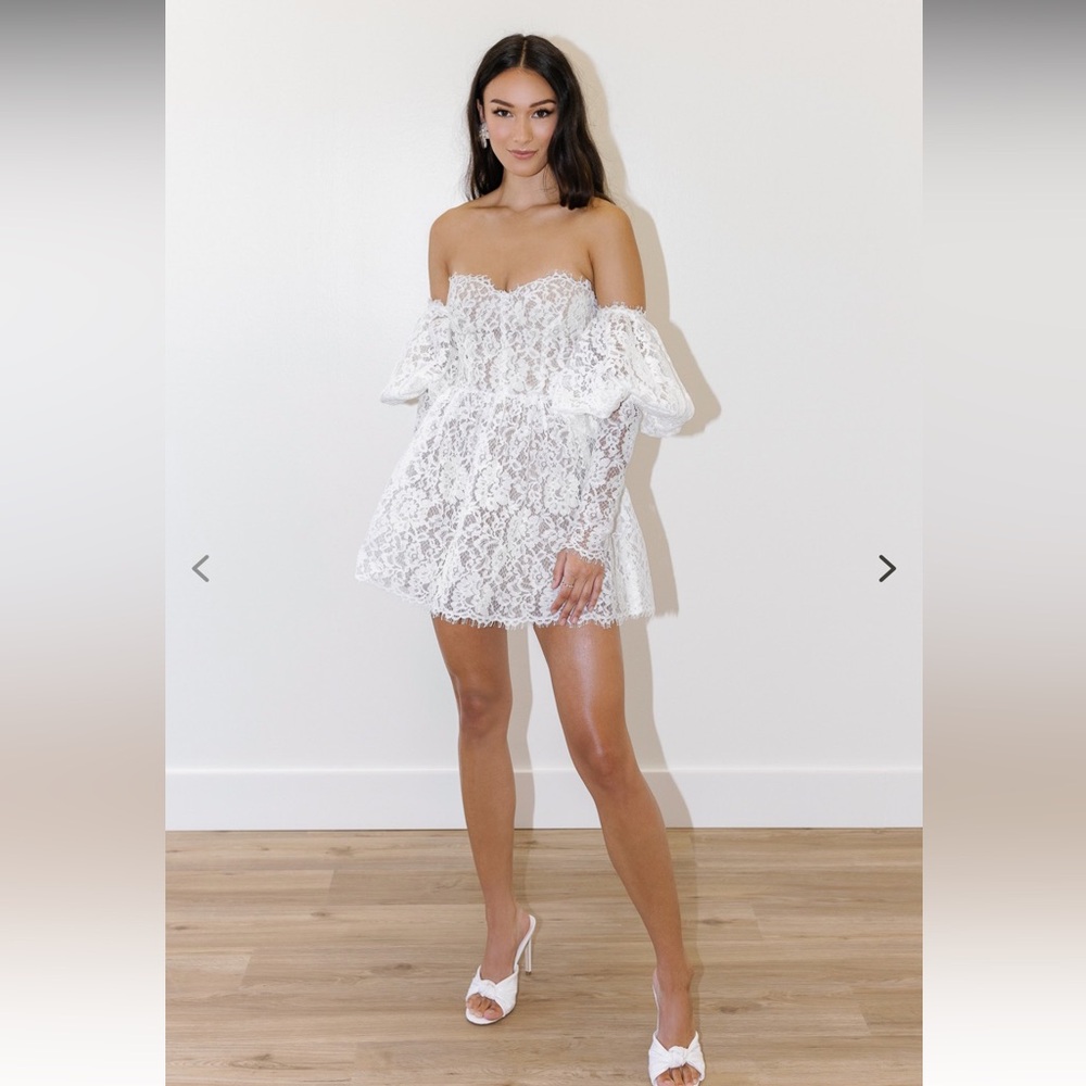 Tart Dress By Watters - White Lace amino Dress with Puff Sleeve